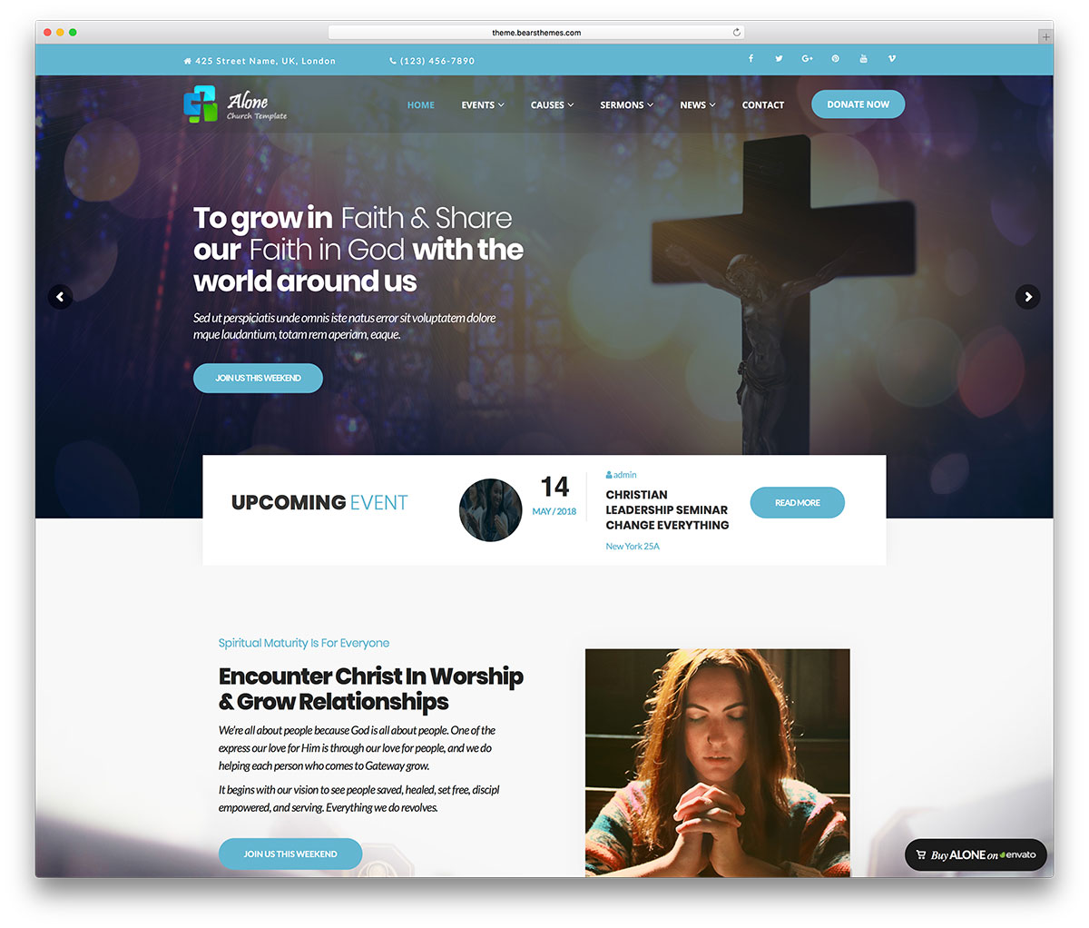 alone - modern church WordPress theme