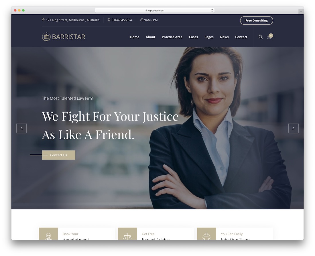 barristar lawyer wordpress theme
