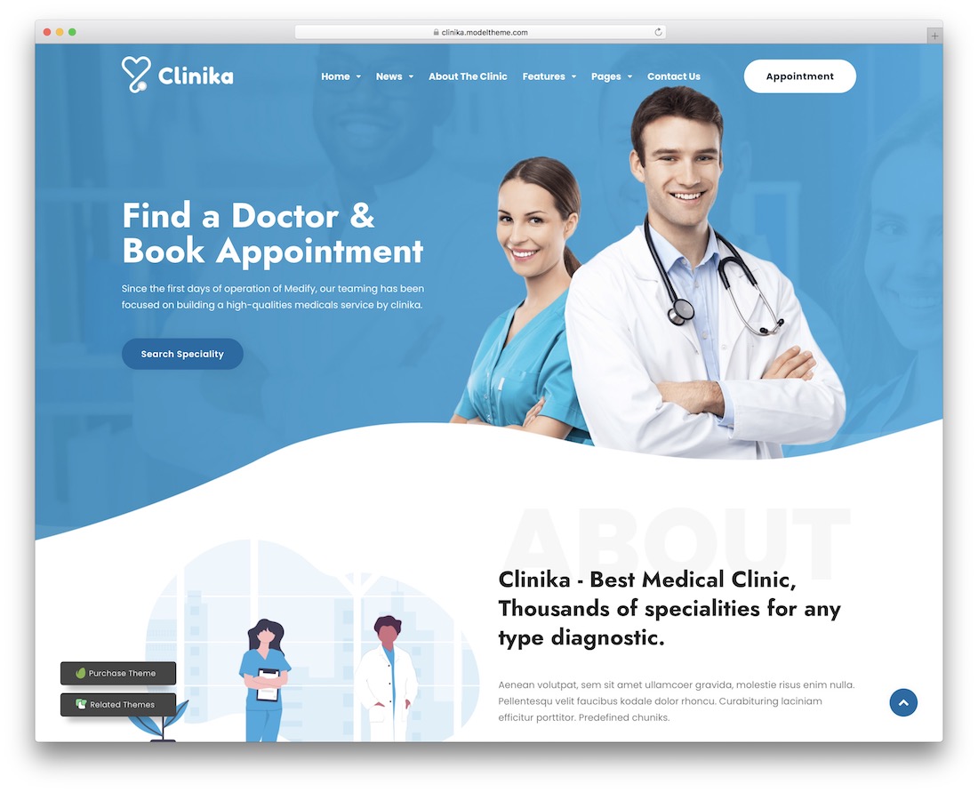 clinika medical wordpress theme
