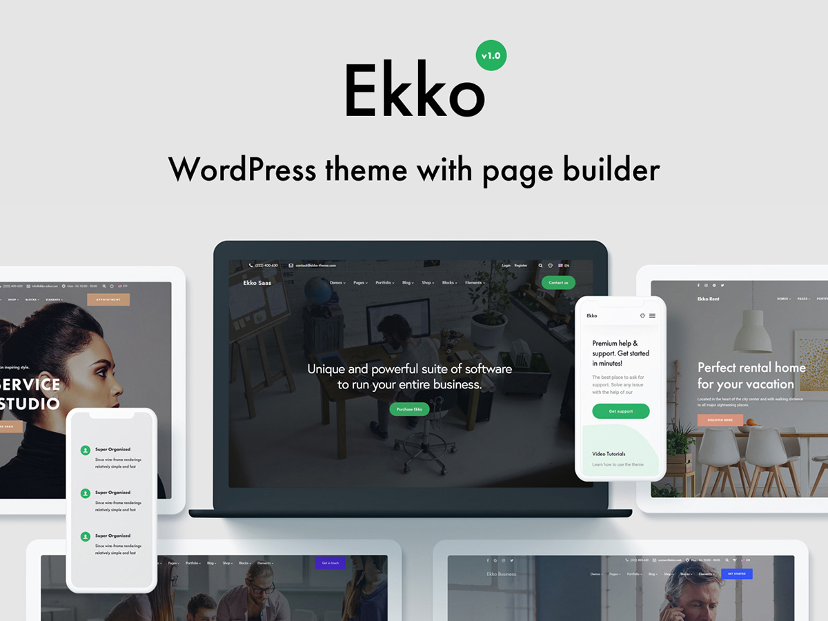 Ekko - One page WordPress page builder theme