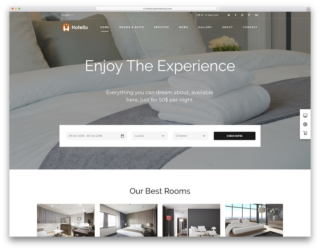 hotello best hotel wordpress theme with incredible design