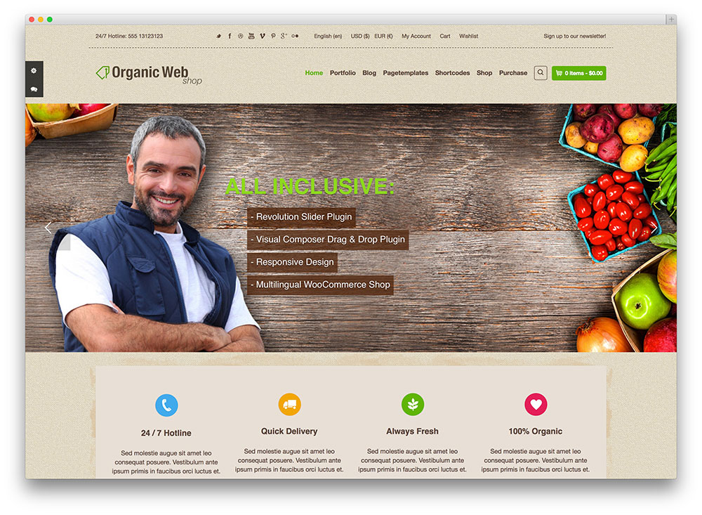 organic web shop ecommerce theme