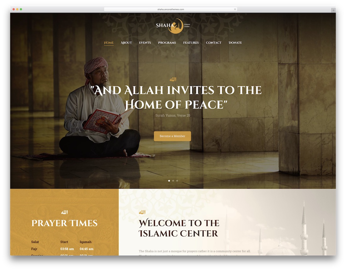 shaha religious WordPress theme
