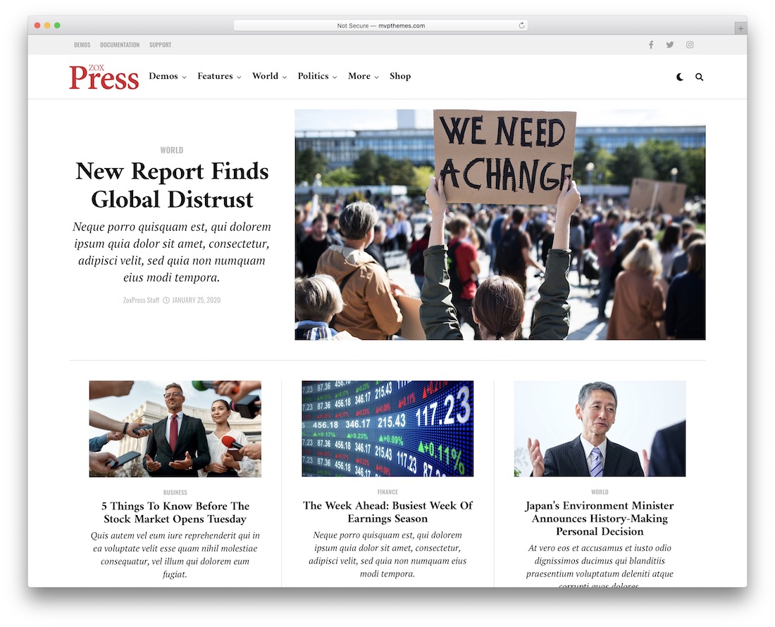 zoxpress news wordpress theme
